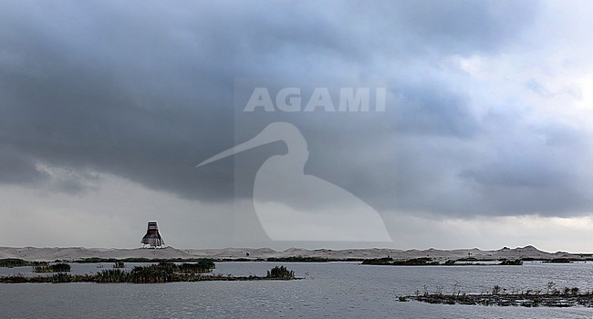 Landscape the Markerwadden with clouds and rain stock-image by Agami/Jacques van der Neut,