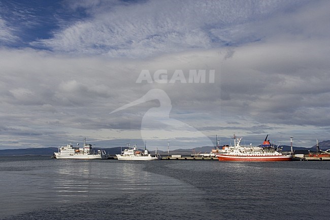 Harbour Ushuaia Argentina; haven Ushuaia ArgentiniÃ« stock-image by Agami/Marc Guyt,