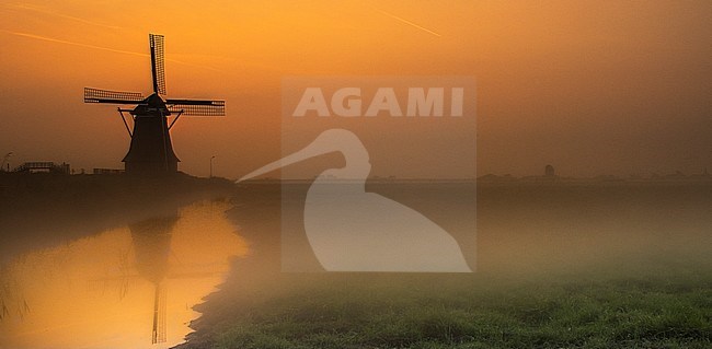 Dutch windmill Hempensermeerpolder stock-image by Agami/Wil Leurs,