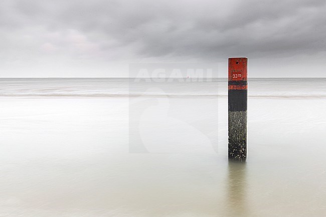 Pole on the beach of Texel stock-image by Agami/Wil Leurs,