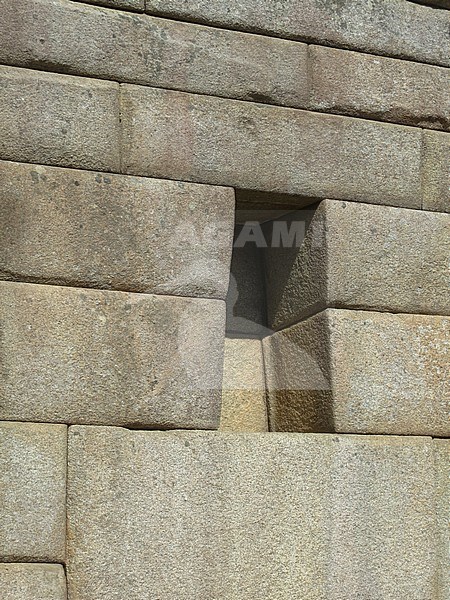 Perfect cut rocks in wall of a Machu Picchu ruin in the Cusco Region, Urubamba Province in the Eastern Cordillera of southern Peru. stock-image by Agami/Marc Guyt,