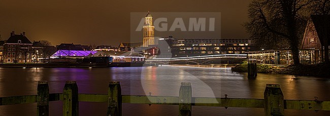 Zwolle bij avond licht, Cityscape Zwolle by night stock-image by Agami/Eric Tempelaars,