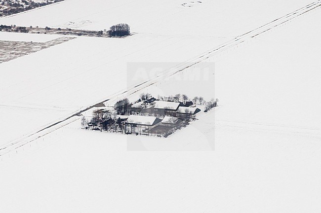 Luchtfotografie van boerderijen in Flevopolder; Aerial photography of farms in Flevopolder stock-image by Agami/Marc Guyt,