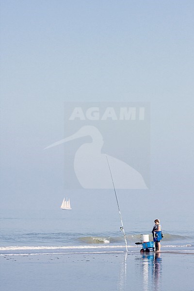 Visser op strand Katwijk; Fisherman on beach Katwijk stock-image by Agami/Bas Haasnoot,