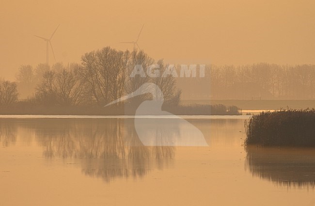 Zonsondergang in Noorderelsplaat; Sunset over Noorderelsplaat stock-image by Agami/Hans Gebuis,