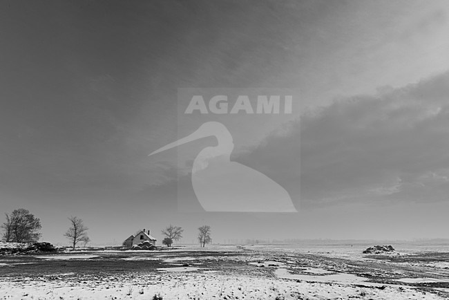 Boerderij in winters landschap, Farm in winter landscape stock-image by Agami/Rob de Jong,